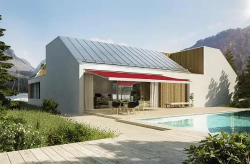 Rote moderne Kassettenmarkise